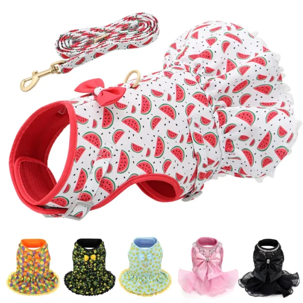 Fancy Dog Harness Dress with Leash Set Summer Puppy Girl Skirt Cat Apparel XS-L - Image 18