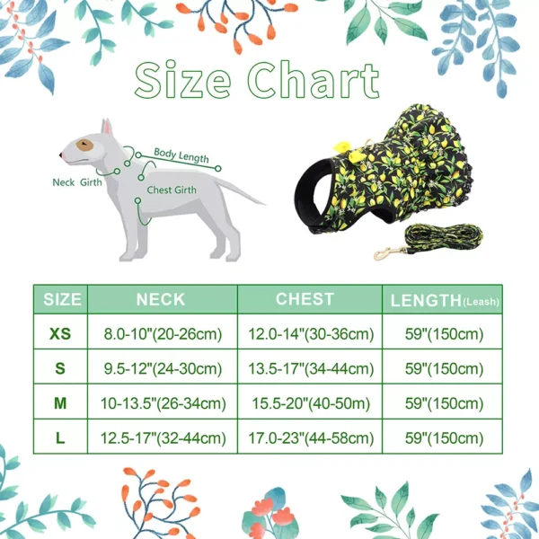 Fancy Dog Harness Dress with Leash Set Summer Puppy Girl Skirt Cat Apparel XS-L - Image 14