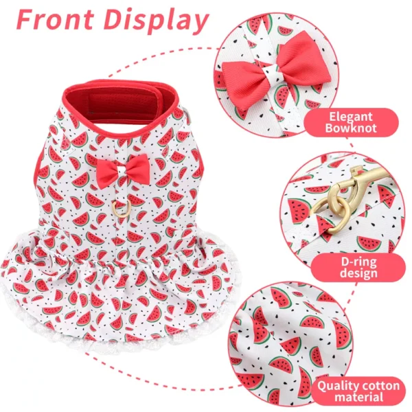 Fancy Dog Harness Dress with Leash Set Summer Puppy Girl Skirt Cat Apparel XS-L - Image 10