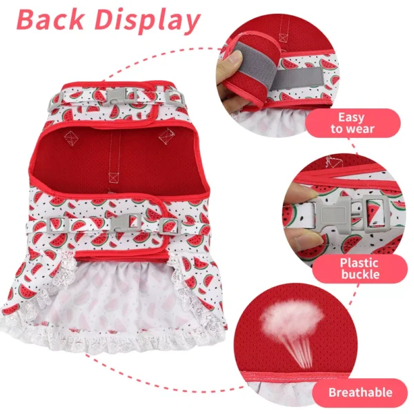 Fancy Dog Harness Dress with Leash Set Summer Puppy Girl Skirt Cat Apparel XS-L - Image 11