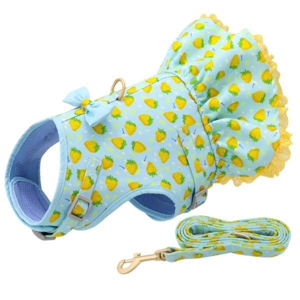 Fancy Dog Harness Dress with Leash Set Summer Puppy Girl Skirt Cat Apparel XS-L - Image 6