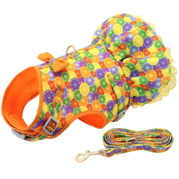 Fancy Dog Harness Dress with Leash Set Summer Puppy Girl Skirt Cat Apparel XS-L - Image 4